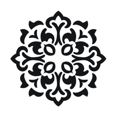 Siyah simetrik şekilli soyut dairesel çiçek tasarımı