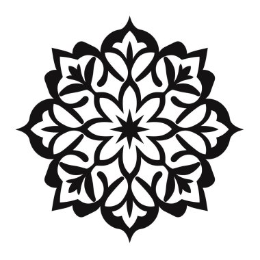 Siyah ve beyaz soyut mandala dizaynı yıldız şeklinde.