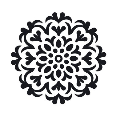 Siyah beyaz desenli ve simetrik desenli soyut çiçek deseni