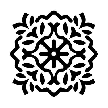 Beyaz arkaplanda siyah desenli desen simetriktir.