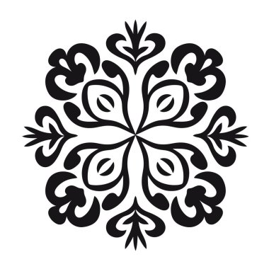 Şekillendirilmiş soyut çiçek tasarımı simetrik siyah ve beyaz