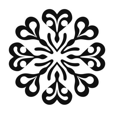 Beyaz arkaplanda simetrik dizayn ile siyah desenli grafikler