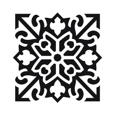 Siyah dekoratif geometrik arabesk kare desen tasarımı