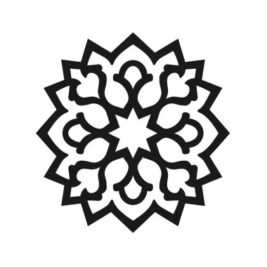 Merkezi yıldız şekilli siyah ve beyaz geometrik tasarım