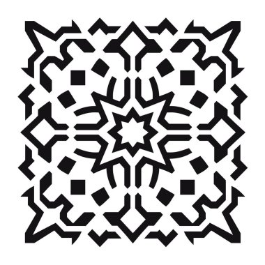 Siyah ve beyaz yıldız şekilli Geometrik İslami desen