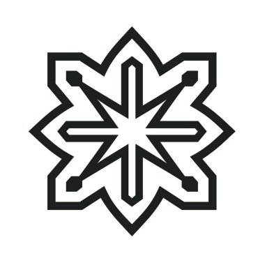 Geometrik yıldız tasarımı ve beyaz arkaplanda basit siyah çizgiler