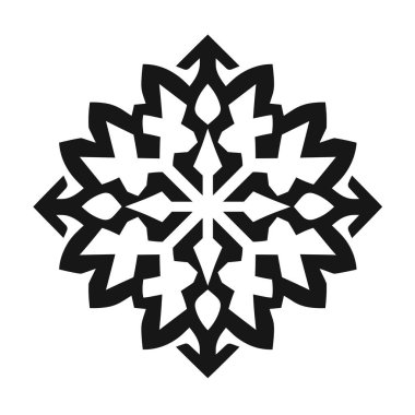 Beyaz arkaplanda karmaşık bir siyah kar tanesi tasarımı