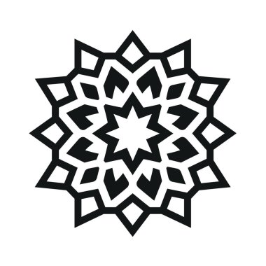 Karmaşık siyah ve beyaz şekilli zarif geometrik yıldız tasarımı