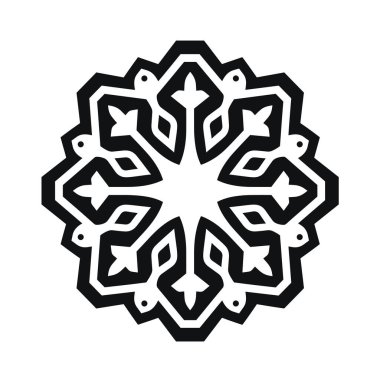 Soyut çiçek desenli siyah beyaz geometrik desen