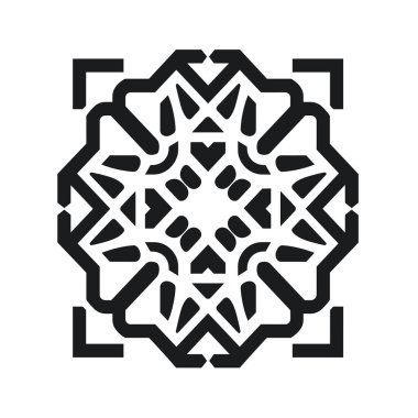 Beyaz arkaplanda siyah geometrik İslami yıldız deseni