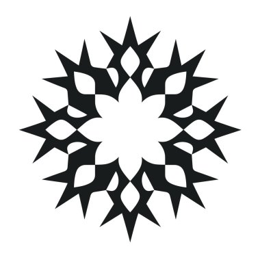 Sivri uçlu ve ortası boş, soyut siyah-beyaz çiçek deseni.