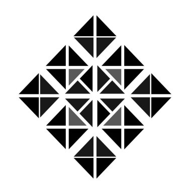 Beyaz zemin üzerinde siyah üçgenlerin geometrik düzenlenmesi