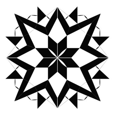 Üçgen ve elmas şekilli siyah ve beyaz geometrik yıldız