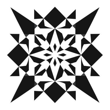 Geometrik kar tanesi tasarımı siyah beyaz sanat modelinde