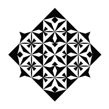 Abstract geometric design composed of black and white shapes