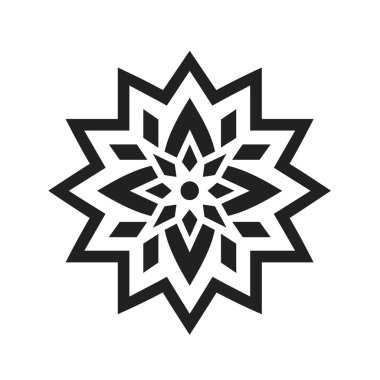 Siyah ve beyaz 12 noktalı yıldız şekilli dekoratif element