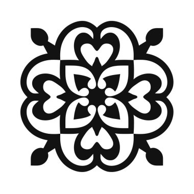 Abstract flower design with hearts and stylized floral elements