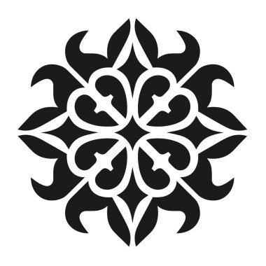 Siyah ve beyaz dekoratif dekoratif tasarım çiçek elementleri içerir