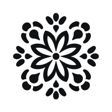 Beyaz arkaplanda basit siyah mandala tasarımı