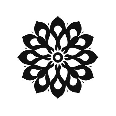 Soyut mandala tasarımının siyah beyaz çizimi