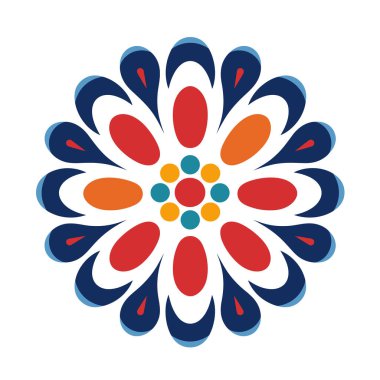 Basit geometrik şekilli renkli soyut çiçek tasarımı