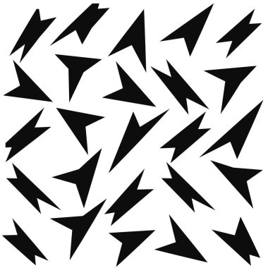 Birkaç siyah ok şekli, beyaz bir arkaplana karşı gelişigüzel dizilmiş, farklı yönleri işaret ediyor. Oklar basit, geometrik şekiller..