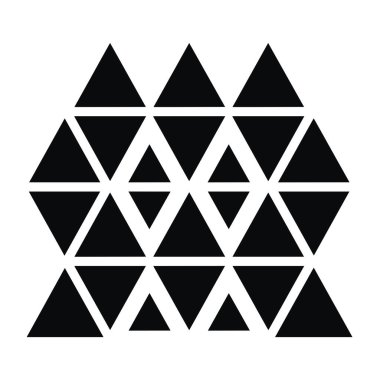 Bir siyah üçgen koleksiyonu genel üçgen şeklini oluşturur. Bazı üçgenler yukarı, bazıları aşağı, simetrik bir düzenleme oluşturuyorlar..