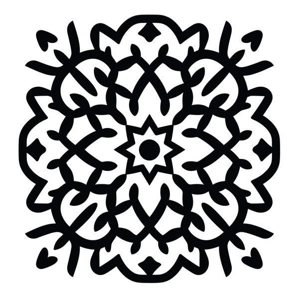 Simetrik desenli siyah beyaz mandala tasarımı