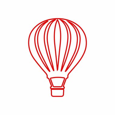 Hava balonu ikonu. Keşif kavramı hava taşımacılığı, yolculuk ve macera. Çizgi tasarım elemanı grafik çizimi