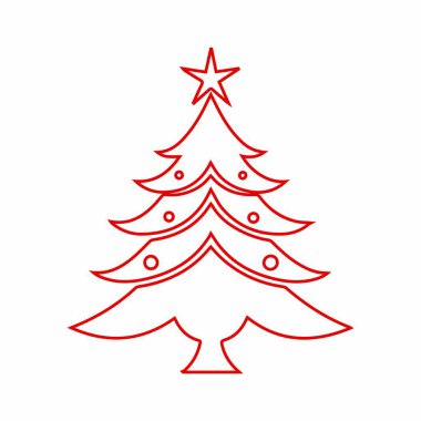 Yıldız süslemeli basit kırmızı çizgili noel ağacı
