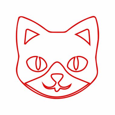Bir kedi yüzünün basit kırmızı çizimi