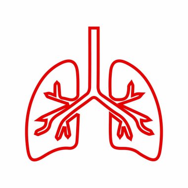 İnsan ciğerlerinin ve bronş tüplerinin stilize edilmiş kırmızı çizgisi.