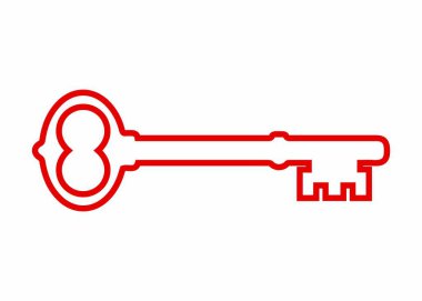 Antika bir iskelet anahtarının basit kırmızı çizgisi