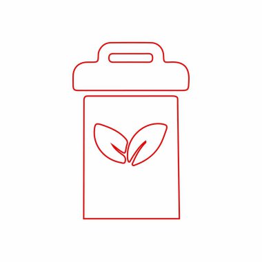 Yapraklı bir gübre kutusunun basit çizgi resim simgesi