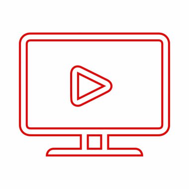 Bilgisayar monitörü ekranındaki kırmızı ana hatlı çalma düğmesi simgesi