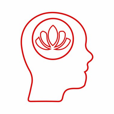 Zihninde nilüfer çiçeği olan bir insan kafası silueti.