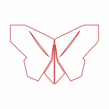 Origami kelebeğinin basit kırmızı çizgisi