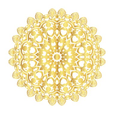 Karmaşık süs desenli zarif altın mandala tasarımı. Lüks dekor ve ruhsal kullanım için ideal.