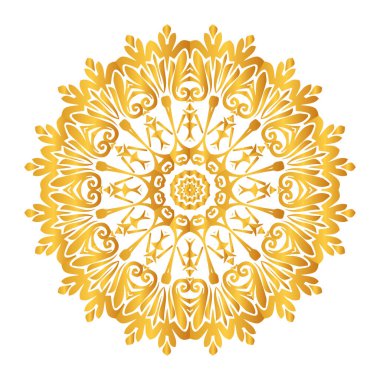 Tasarım projeleri, maneviyat veya dekoratif zarafet için karmaşık altın mandala deseni.