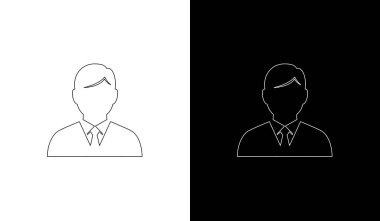 Clean and modern flat design icons of two faceless business professionals wearing ties, ideal for corporate and marketing materials.