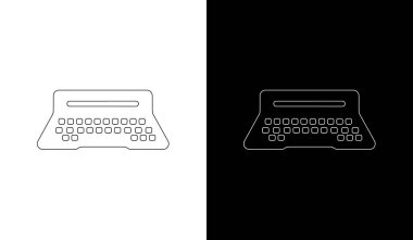 Beyaz ve mavi renkli iki parlak klavye simgesi, teknoloji, UI ve dijital iletişim projeleri için ideal..