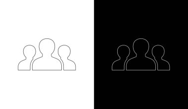 Tasarım projelerinde takım çalışması, işbirliği ve grup kavramları için ideal üç kişinin temiz ve modern neon ana hatları.