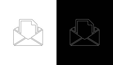 Parlak hatlı, dijital iletişim ve teknolojik kavramlar için ideal, temiz ve modern üç boyutlu e-posta simgesi.