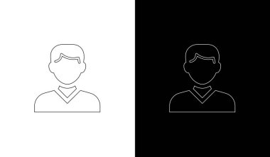 Sunumlar ve pazarlama materyalleri için başarılı ve başarısız iş profesyonelleri arasındaki karşıtlığı gösteren minimalist vektör simgesi.