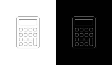 Karşıt renkte minimalist hesap makinesi simgeleri finansal uygulamalar, iş sunumları ve teknik arayüzler için idealdir.