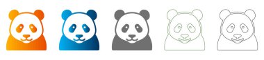 Bir panda yüzünün basit düz bir simgesi, tutarlı bir ikon setinin parçası. Katı siyah vektör grafiği, beyaz arkaplanda izole.