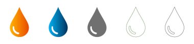 Bir simge kümesinde sıvı veya sıvı elementleri temsil eden, katı siyah ve dış hat da dahil olmak üzere, çeşitli renk ve stillerde düz ikon suyu koleksiyonu düşer..