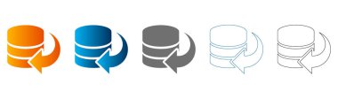 Beyaz arkaplan, vektör ve izole edilmiş veritabanı senkronizasyonunun katı siyah simgesi.