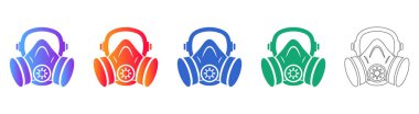 Industrial Respiratory Protection Masks Icon Set vol 2993
