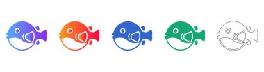 Renkli Kirpi Balığı Simgesi Set vol 41103